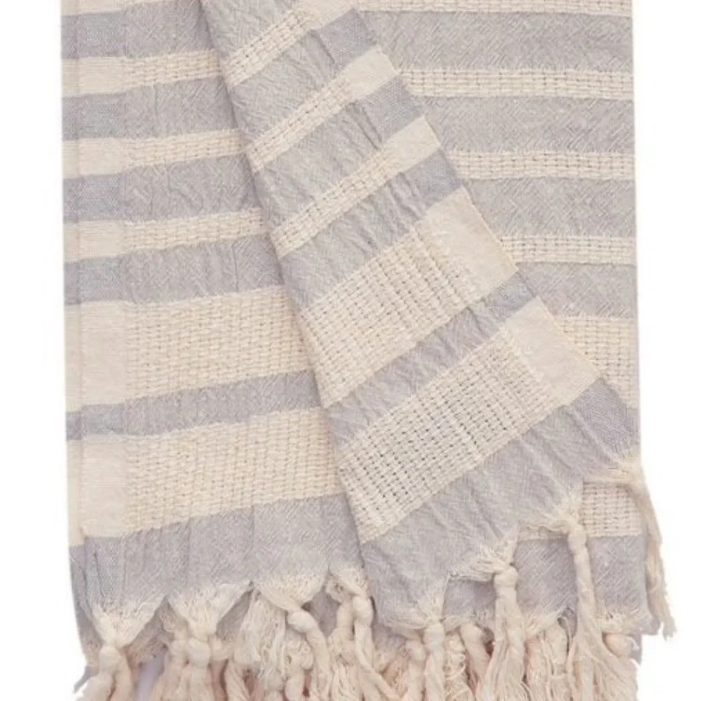 Organic Cotton Loom Weave Spa Bath Towel Gray + Natural Stripe